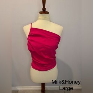 Milk & Honey Hot Pink One-Shoulder Camisole